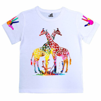 "Жирафы в краске. Детские ладошки"