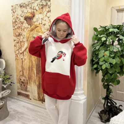 Толстовка оверсайз с вышивкой Снегирь.