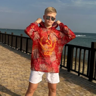 Умная туника рубашка пляжная с принтом СССР из сетки