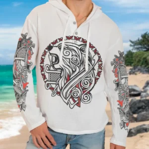 Туника рубашка пляжная с принтом Тату хлопковая