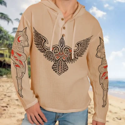 Туника рубашка пляжная с принтом с Тату хлопковая