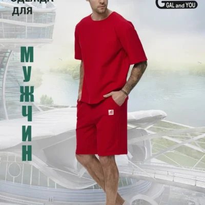 Костюм мужской летний ткань-вафля из хлопка